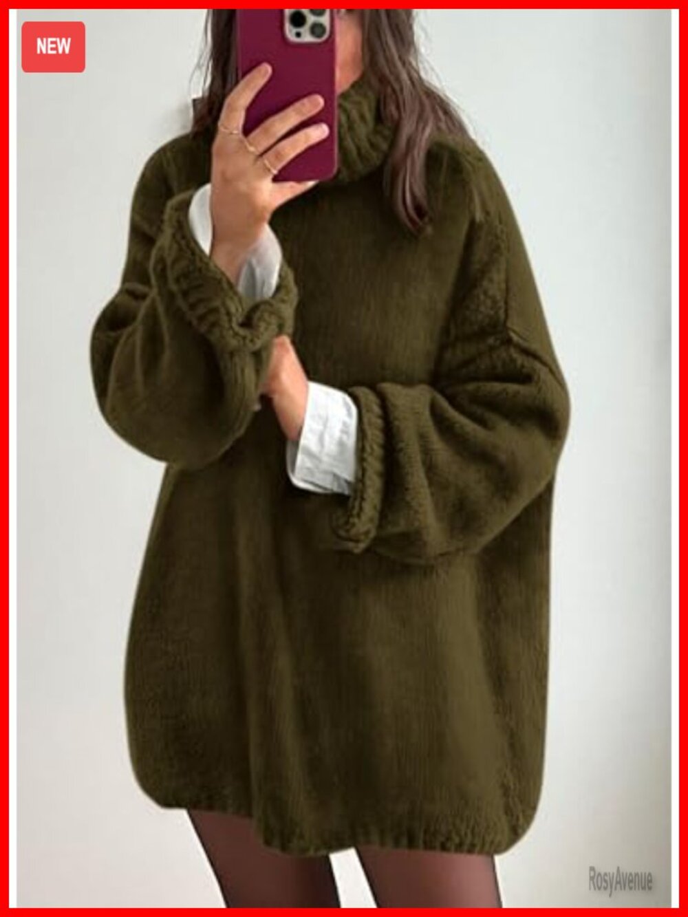 Chunky Knit Turtleneck Pullover Sweater Oversized Fall Winter - Picture 2 of 6